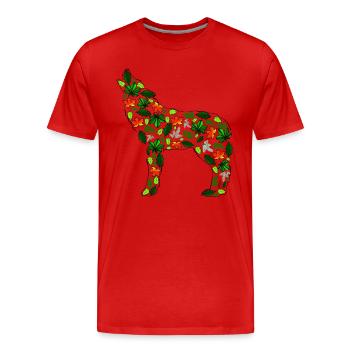 Loup en feuilles - T-shirt bio Premium Homme - rouge - Devant - Damien (186cm)