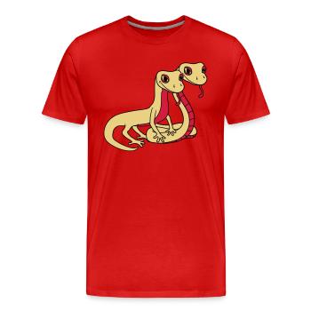 couple 2 friends team couples love face snake - Men's Premium Organic T-Shirt - red - Front - Damien (186cm)