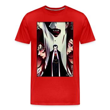 Manga Vampir Dracula Monster Halloween - Männer Premium Bio T-Shirt - Rot - Vorne - Damien (186cm)