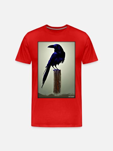 Mystical Night Blue Raven Bird - Men's Premium Organic T-Shirt - red