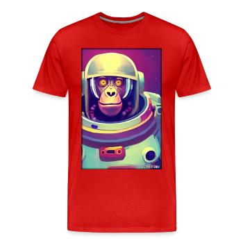 Monkey Animal Astronaute Space Space Universe 8 - T-shirt bio Premium Homme - rouge - Devant - Damien (186cm)