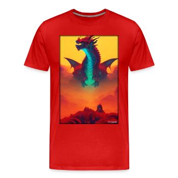 Fantaisie de créature de dragon - T-shirt bio Premium Homme - rouge - Devant - Damien (186cm)
