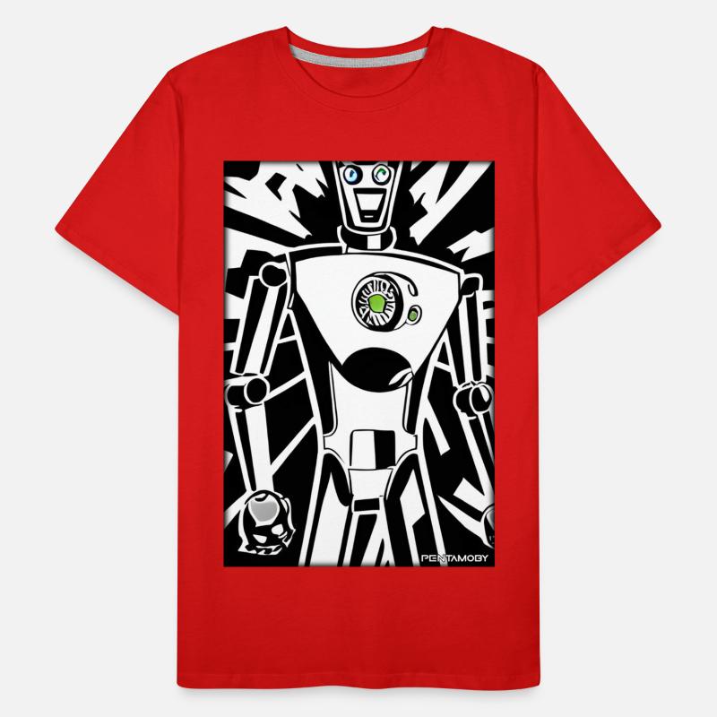 Roboter Comic Zukunft Cyborg Maschine Technik Männer Premium Bio T-Shirt
