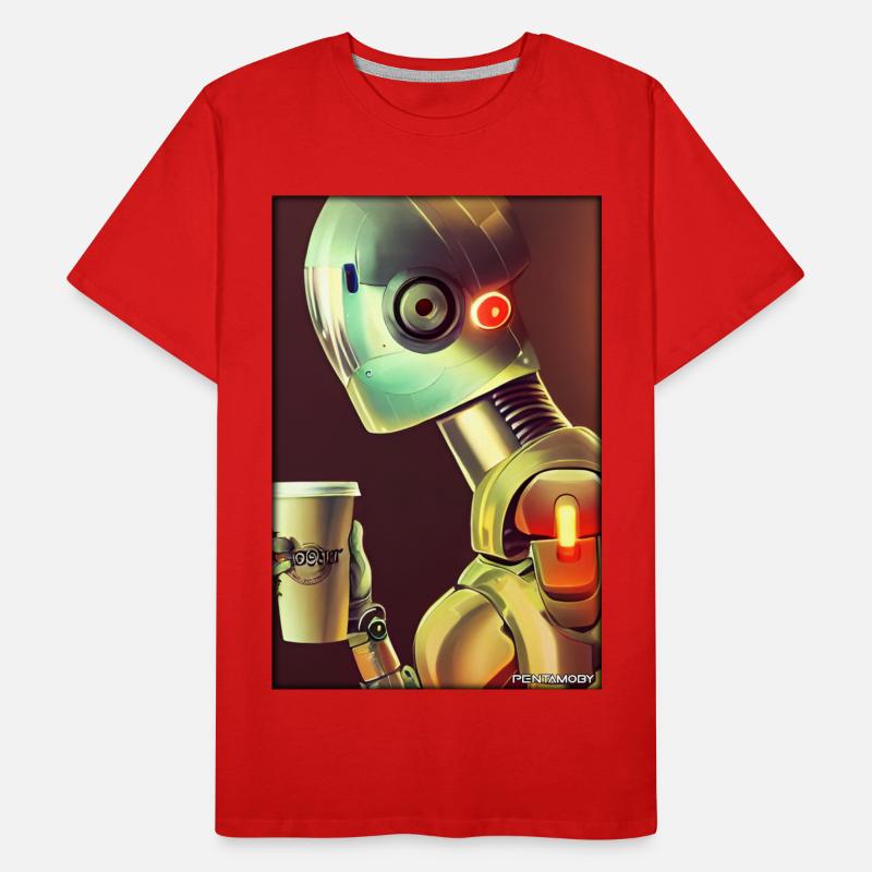 Robot Coffee Future Science Machine Men's Premium Organic T-Shirt