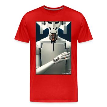 Robot Future Technology Science Android - Men's Premium Organic T-Shirt - red - Front - Damien (186cm)