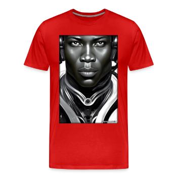 Cyborg Man Future Sci-Fi Machine Technology - T-shirt bio Premium Homme - rouge - Devant - Damien (186cm)