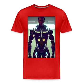 Cyborg Man Future Sci-Fi Machine Technology - T-shirt bio Premium Homme - rouge - Devant - Damien (186cm)
