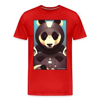 Panda Bear Panda Astronaut Future Sci-Fi Technology - T-shirt bio Premium Homme - rouge - Devant - Damien (186cm)
