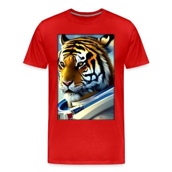 Tiger Big Cat Astronaut Future Sci-Fi Technology - T-shirt bio Premium Homme - rouge - Devant - Damien (186cm)