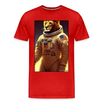 Leo Big Cat Astronaut Future Sci-Fi Technology - T-shirt bio Premium Homme - rouge - Devant - Damien (186cm)