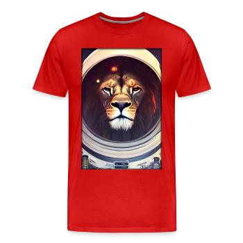 Leo Big Cat Astronaut Future Sci-Fi Technology - T-shirt bio Premium Homme - rouge - Devant - Damien (186cm)