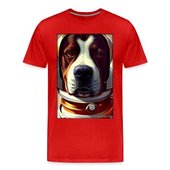 Dog Pet Astronaut Future Sci-Fi Technology - T-shirt bio Premium Homme - rouge - Devant - Damien (186cm)