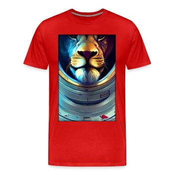 Leo Big Cat Astronaut Future Sci-Fi Technology - T-shirt bio Premium Homme - rouge - Devant - Damien (186cm)