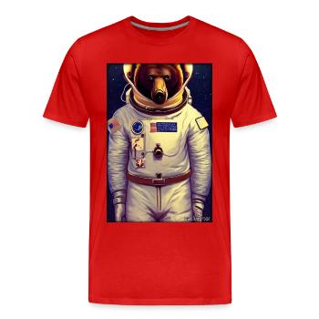 Bear Wildlife Astronaut Future Sci-Fi Technology - T-shirt bio Premium Homme - rouge - Devant - Damien (186cm)