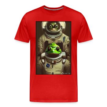 Frog Amphibian Astronaut Future Sci-Fi Technology - T-shirt bio Premium Homme - rouge - Devant - Damien (186cm)
