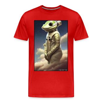 Frog Amphibian Astronaut Future Sci-Fi Technology - T-shirt bio Premium Homme - rouge - Devant - Damien (186cm)