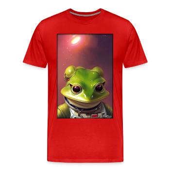 Frog Amphibian Astronaut Future Sci-Fi Technology - T-shirt bio Premium Homme - rouge - Devant - Damien (186cm)