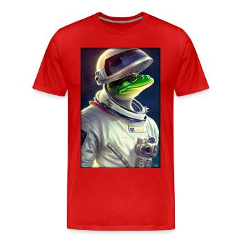 Frog Amphibian Astronaut Future Sci-Fi Technology - T-shirt bio Premium Homme - rouge - Devant - Damien (186cm)
