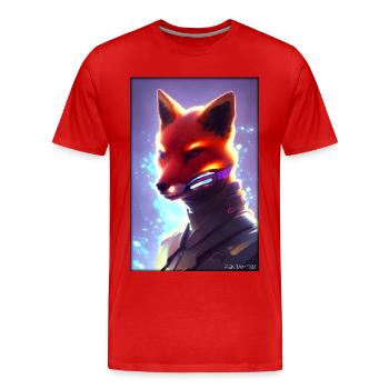 Fox Wildlife Cyber Neon Punk Future Sci-Fi - T-shirt bio Premium Homme - rouge - Devant - Damien (186cm)