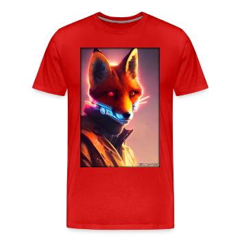 Fox Wildlife Cyber Neon Punk Future Sci-Fi - T-shirt bio Premium Homme - rouge - Devant - Damien (186cm)