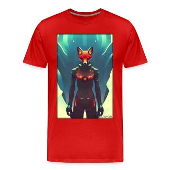 Fox Wildlife Cyber Neon Punk Future Sci-Fi - T-shirt bio Premium Homme - rouge - Devant - Damien (186cm)