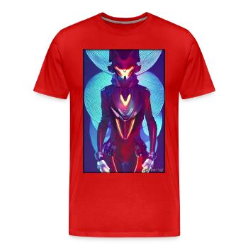 Fox Wildlife Cyber Neon Punk Future Sci-Fi - T-shirt bio Premium Homme - rouge - Devant - Damien (186cm)