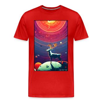 Carte de l’univers de l’espace de Noël de la galaxie des rennes - T-shirt bio Premium Homme - rouge - Devant - Damien (186cm)