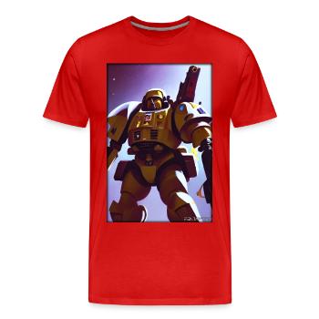 Kampfbot Robot Super Soldat Machine Guerrier - T-shirt bio Premium Homme - rouge - Devant - Damien (186cm)