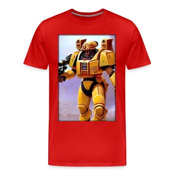 Kampfbot Robot Super Soldat Machine Guerrier - T-shirt bio Premium Homme - rouge - Devant - Damien (186cm)