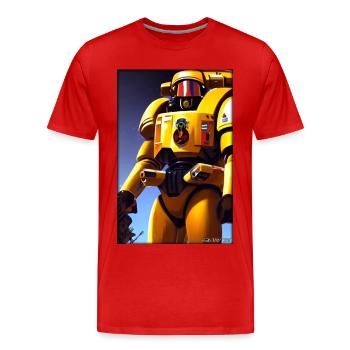 Kampfbot Roboter Supersoldat Maschine Krieger - Männer Premium Bio T-Shirt - Rot - Vorne - Damien (186cm)