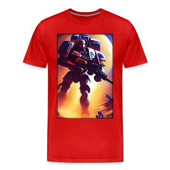 Kampfbot Robot Super Soldat Machine Guerrier - T-shirt bio Premium Homme - rouge - Devant - Damien (186cm)