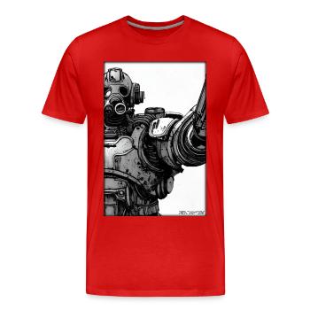 Kampfbot Robot Super Soldat Machine Guerrier - T-shirt bio Premium Homme - rouge - Devant - Damien (186cm)