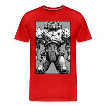 Kampfbot Roboter Supersoldat Maschine Krieger - Männer Premium Bio T-Shirt - Rot - Vorne - Damien (186cm)