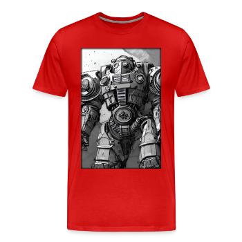 Kampfbot Robot Super Soldat Machine Guerrier - T-shirt bio Premium Homme - rouge - Devant - Damien (186cm)