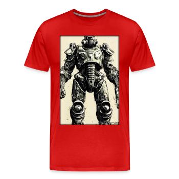 Kampfbot Robot Super Soldat Machine Guerrier - T-shirt bio Premium Homme - rouge - Devant - Damien (186cm)