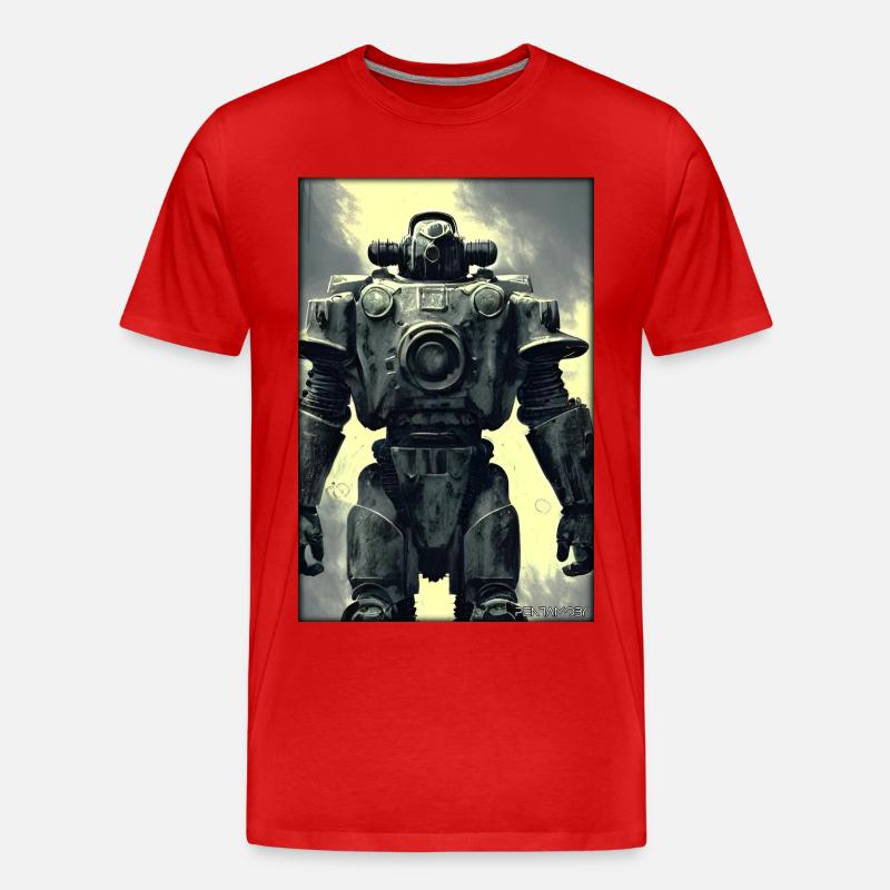 Kampfbot Roboter Supersoldat Maschine Krieger - Männer Premium Bio T-Shirt - Rot