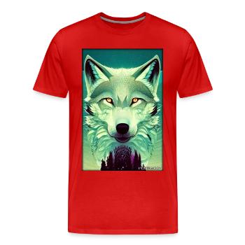 Wolf Tiermotiv Natur Wild Mystisch Wildtier - Männer Premium Bio T-Shirt - Rot - Vorne - Damien (186cm)