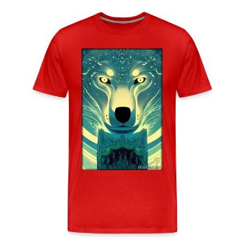 Wolf Tiermotiv Natur Wild Mystisch Wildtier - Männer Premium Bio T-Shirt - Rot - Vorne - Damien (186cm)
