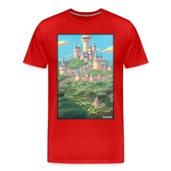 Castle Castle Fortress Architecture Landscape - Men's Premium Organic T-Shirt - red - Front - Damien (186cm)