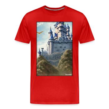 Schloss Burg Festung Architektur Landschaft - Männer Premium Bio T-Shirt - Rot - Vorne - Damien (186cm)