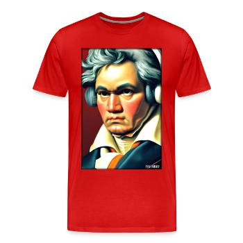 Ludwig van Beethoven DJ Casque Fête musicale - T-shirt bio Premium Homme - rouge - Devant - Damien (186cm)