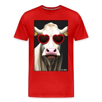 Vache Lunettes de soleil Wildlife Farm Vache laitière - T-shirt bio Premium Homme - rouge - Devant - Damien (186cm)