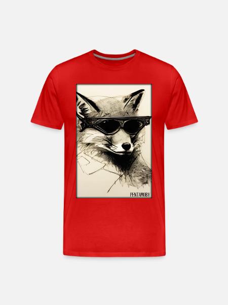 Fox Sunglasses Wildlife Forest Animals Wilderness - Men's Premium Organic T-Shirt - red