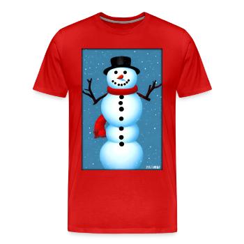 Snowman Snow Winter Christmas Advent - Men's Premium Organic T-Shirt - red - Front - Damien (186cm)