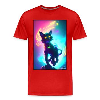 Space Cyber Cat Future Pet Cat Love - T-shirt bio Premium Homme - rouge - Devant - Damien (186cm)