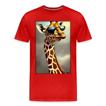 Giraffe Sonnenbrille Tierwelt Tiere Zoo Safari - Männer Premium Bio T-Shirt - Rot - Vorne - Damien (186cm)