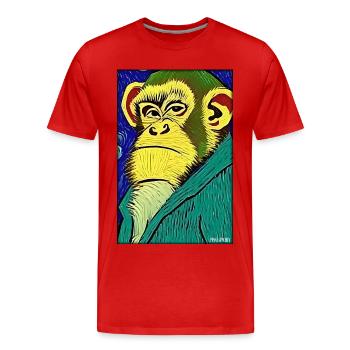 Singe Faune Tête de singe Zoo Animaux de safari - T-shirt bio Premium Homme - rouge - Devant - Damien (186cm)