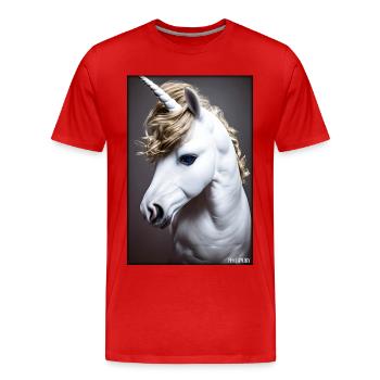 Einhorn Regenbogen Magie Märchen Fabeltier - Männer Premium Bio T-Shirt - Rot - Vorne - Damien (186cm)