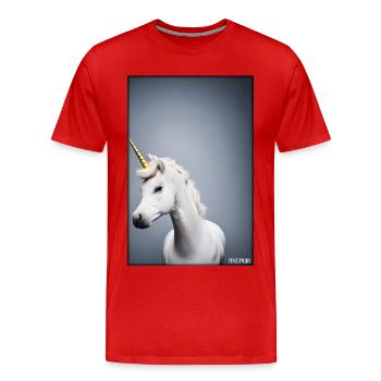 Einhorn Regenbogen Magie Märchen Fabeltier - Männer Premium Bio T-Shirt - Rot - Vorne - Damien (186cm)