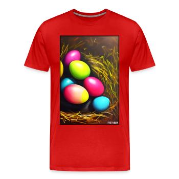 Easter Egg Easter Colorful Eggs Holiday - Men's Premium Organic T-Shirt - red - Front - Damien (186cm)